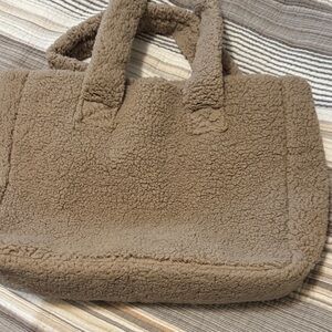 32 Degrees Plush Sherpa Tote in Taupe Brown